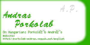 andras porkolab business card